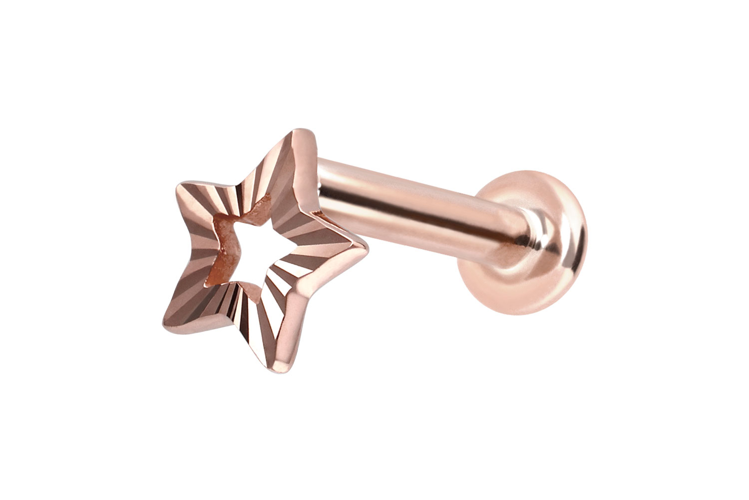 14 Karat Gold Labret Piercing mit Push Fit STERN